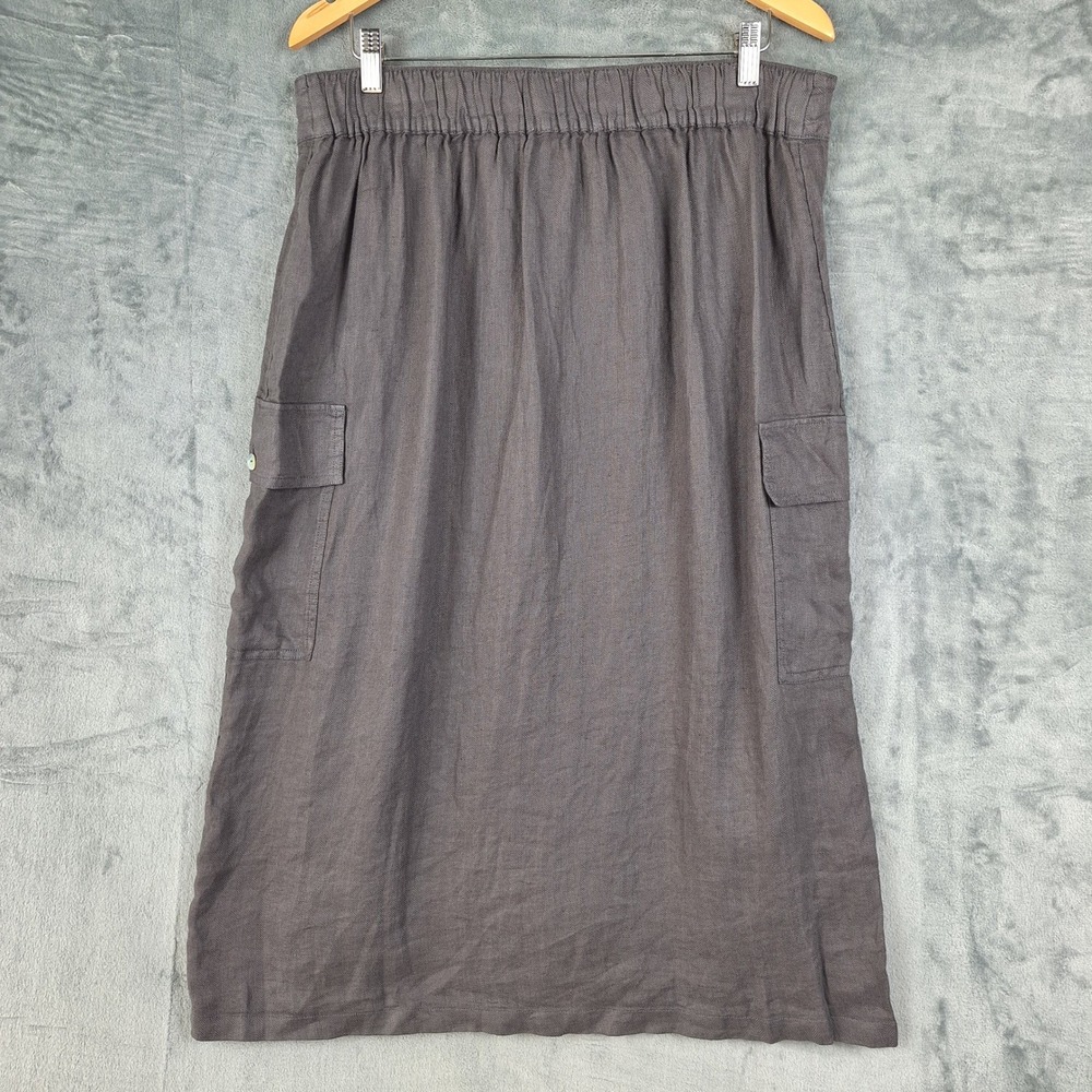 C&C California Skirt XL Linen Cargo Boho Beach Coastal Midi Button Lagenlook - Picture 6 of 7